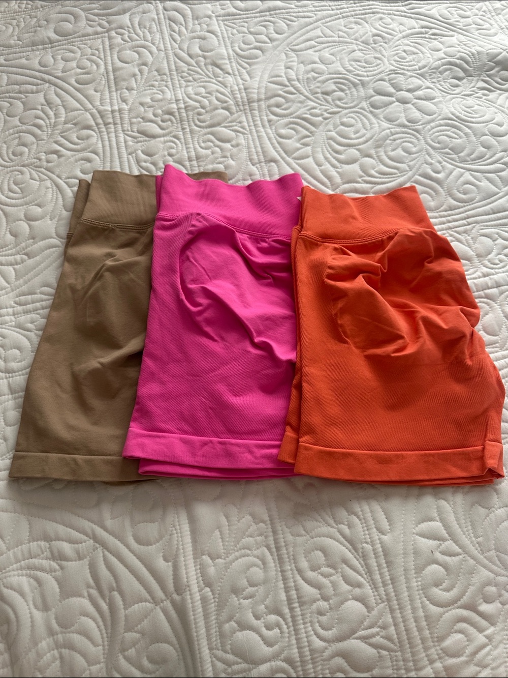 High-Rise Stretch Mini Skirt — Pink, Orange, Tan